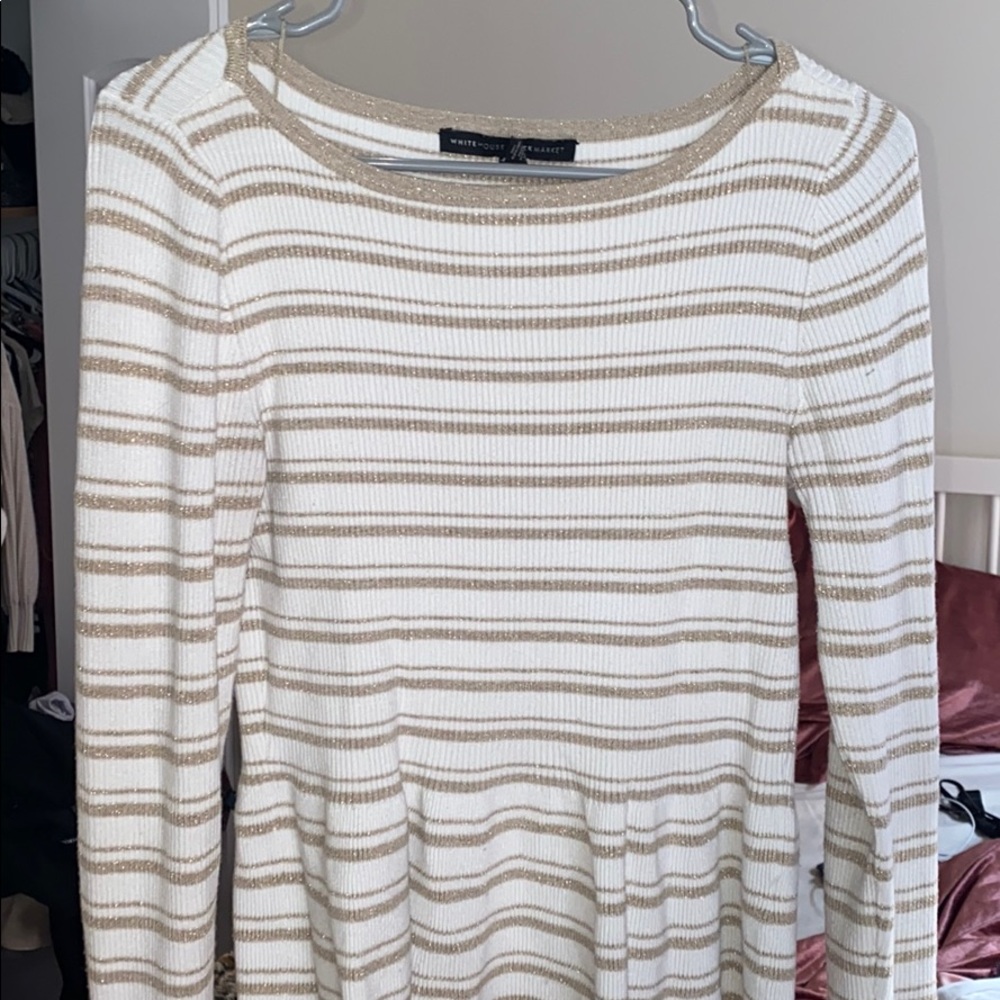 WHBM gold and white sweater